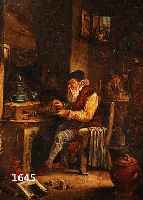 UNBEKANNTER MALER, NIEDERLANDE, 19. JH., ALCHEMIST IM LABORATORIUM, BESTAUNT VON MITARBEITERN, ÖL/LWD, MIT MALKARTON VER- STäRKT, ...