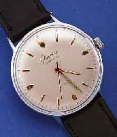GLASHÜTTE HERRENARMBANDUHR, DEUTSCHLAND UM 1968, METALLGEH. NACHVERCHR., EDELST.-BODEN GEDR., 26 ST., ZENTRALROTOR, KAL. 74/723, STOßGES., ...