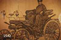 UNLESERL. SIGN. (ZOPPI ODER ZAPPI, JEAN), DAT.1933, BLEISTIFTZEICHNUNG EINES BENZ-AUTOS MODELL 1891, MIT DEM BESITZER FRITZ HELD MüN- CHEN, RE. ...