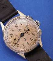 KONVOLUT: 2 ARMBANDCHRONOGRAPHEN, SCHWEIZ UM1948, BEIDE BASISKAL. LANDERON 48, 17 ST., HANDAUFZUG, SCHR.-UNR., FLACHSPIR., OHNE STOßS., ...