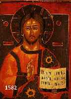 IKOIKONE, UKRAINE, UM 1790-1800, CHRISTUS PANTOOKRATOR, LEICHT BESCH., CA. 44 X 36,5 CM