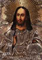IKOIKONE, RUßLAND, CHRISTUS PANTOKRATOR, IKONE UM 1890-1900, METALLOKLAD UM 1760-70, CA. 33 X 26 CM