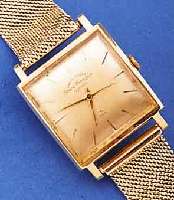 GIRARD PERREGAUX HERRENGOLDBANDUHR GYROMATIK, SCHWEIZ UM 1962, GG 750/000, CARREEGEH., BODEN GEDR., NEUTR. GG 585/000-FLECHTB., BLATTVERS. ZUM ...