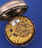 SPINDELHERRENTASCHENUHR, ENGLAND, HALLMARK LONDON 1792/93, M. ÜBERGEH. IN SILBER, GEW. EMAILBL., WERK SIGN. WILLIAM BRICE, SPINDEL- KLOBEN M. ...