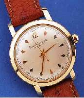 GIRARD PERREGAUX HERRENARMBANDUHR GYROMATIC, SCHWEIZ UM 1958, GG 585/000, BODEN GESCHR., BEI FERTIGST. WASSERGESCH., KAL. 47EU707, 17 ST., ...