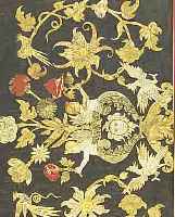 BROKAT AUF SEIDE, FRANKREICH, 100 X 70CM, EHZ 3-4, UM 1750, MUSEAL.