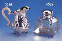 TINTENFAß, KORPUS GLAS GESCHNITTEN, DECKEL SILBER, POSEN, POLEN, 1840/50, 13-LöTIG, GLASKöRPER MIT STERNSCHLIFF, BEZ. STADTMARKE, POSEN UND ...