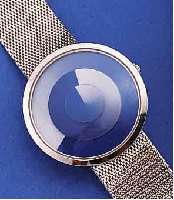 TIMEDIMENSION HERRENARMBANDUHR MYSTERIEUSE AUTOMATIK, DESIGNERMODELL, EDELST. POL., EDELST.-FLECHTB., SIGN. AUF SCHLIEßE, ORIG.- ...