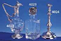 KARAFFE, MONTIERUNG 925ER SILBER, KRISTALLKORPUS, SILBERMONTIERUNGEN IN DER ART DES JUGENDSTILS, MEISTERMARKE UNGED., H CA. 29 CM
