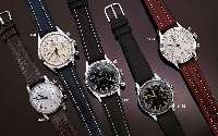 GUB ARMBANDCHRONOGRAPH, DEUTSCHLAND UM 1958, METALL NACHVERCHR., EDELST.-BODEN GESCHR., UHR WURDE GRUNDÜBERH. M. ERSATZTEILEN, LEDERB. KAL. 64, ...