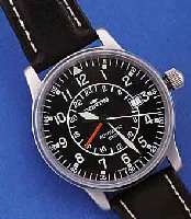 FORTIS FLIEGERARMBANDUHR AUTOMATIK GMT, SCHWEIZ 1999, EDELST. MATT., BEIDS. MINERAL- FLACHVERGL., BODEN U. KRONE GESCHR., BEI FERTIGST. ...