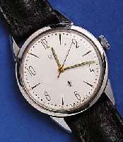 GLASHÜGLASHÜTTE HERRENARMBANDUHR GÜTEUHR, KAL. 60,3, EDELST., GEH-NR. 105615, DEUTSCHLAND UM 1958, BLATT PERF. REST., 16 ST., INDIR. ZEN- ...