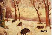 BYON, WOHL FRANZöSISCHER KüNSTLER, 1. HäLFTE 20. JH., WILDSCHWEINROTTE IM VERSCHNEITEN WALD, ...