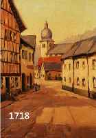 INDEN, RUDOLF, DüSSELDORFER EIFELMALER UM 1930, DORFSTRASSE MIT BLICK AUF DIE KIRCHE, ÖL/LWD.,SIGN., ...