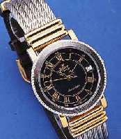 BARONE HERRENARMBANDUHR AUTOMATIK, SCHWEIZ UNGETR. LAGERW. UM 1992, METALL VERG., TEILW. RHOD., LEDER.-STAHL-KOMBIBAND, BEIDS. MINERAL-FLACHVERGL., ...