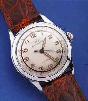 MASCET HERRENARMBANDUHR AUTOMATIK, UNGETR. LAGERW., SCHWEIZ UM 1956, METALL VERCHR., EDELST.-BODEN GESCHR., AUTOMATIK BASISKAL. ETA 1256, 17 ...