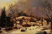 UNBEKUNBEK. KÜNSTLER 18./19. JH, WOHL NIEDERLANDE, BEIM BRENNHOLZHOLEN MIT DEM SCHLITTEN VOR WINTERLICHEM DORF, ÖL/LWD., UNSIGN., CA.: 55 X 69 ...