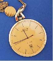 FRACKUHR, SCHWEIZ UM 1985, JUBILÄUMSUHR DER FIRMA RAG, SO SONDERGRAV. AUF BODEN, GG 585/ 000, HIGH-TECH-QUARTZW. M. SEK.-TAKT U. DATUM, ...
