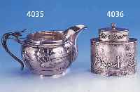 ZIERKÄNNCHEN, JAPAN UM 1900, FÜR DEN EUROP. MARKT GEMACHT, 925ER SILBER, MEISTERMARKE S. IN KREIS AUF FÄCHER, UM- LAUFENDER FRIES MIT IRIS UND ...