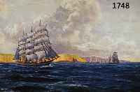 FÜRSFÜRST, GEO, 1888 NÜRNBERG, WAR TÄTIG IN MÜNCHEN, MARINE- UND LANDSCHAFTS- MALER, DREIMASTER VOR DER KÜSTE, ÖL/LWD., SIGN., CA.: 62 X 98 ...