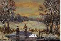 KRIPPENDORF, FRANZ, 1907 INNSBRUCK, WINTERLANDSCHAFT MIT ZUGEFRORENEM TEICH UND ZWEI FIGUREN, ÖL/LWD., SIGN., VERSO KüNSTLER- INFO, CA.: ...