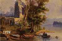ZUSCHREIBUNG: AUGUST VON WILLE (1829-1887), KLOSTERRUINE AM WASSER, AQUARELL AUF PAPIER, RE. U. SIGN., RE. U. MONOGR. A.V.W., CA. 10,5 X 13,5 ...