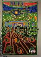 HUNDERTWASSER, FRIEDENSREICH, 1928-2000, STRAßE DER ÜBERLEBENDEN, FARBSEROGRAPHIE MIT METALLFOLIENDRUCK AUS DER REGENTAG-MAPPE, NUM. 133/3000, ...