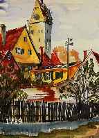 HECKENDORF, FRANZ, 1888 BERLIN-1962 MüNCHEN, STADTANSICHT, MEHRFARBIGES AQUARELL, RE. U. MONOGR., CA. 34,5 X 26,5 CM