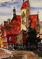 HECKENDORF, FRANZ, 1888 BERLIN-1962 MüNCHEN, STADTANSICHT, MEHRFARBIGES AQUARELL, RE. U. MONOGR., CA. 34 X 27 CM