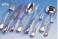 52TEIL.BESTECK, BREUKER, DEUTSCH UM 1950, 90ER SILBERAUFLAGE, BAROCKSTIL, BEST. AUS 6 MESSERN MIT STAHLKLINGEN, 6 GABELN, 6 LöFFEL, 6 ...