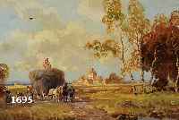 KLEIN, * LUDWIGSHAFEN, HEUERNTE IN OBER- BAYERN, ÖL/LWD., RE. U. SIGNIERT, 48 X 35 CM, R.