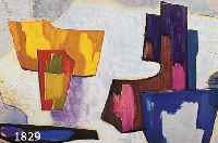 VORHAVORHAUER, GEORG, GEB. 1962, GOUACHE AUF PAPIER, ABSTRAKTE ORGANISCHE FORM IM RAUM GESTAFFELT, FEINE ABGETÖNTE FARBIGKEIT, GUTE TIEFE, ...