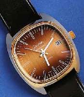 GLASHÜGLASHÜTTE HERRENARMBANDUHR SPEZICHRON, DEUTSCHLAND UM 1980, UNGETR., LEDERB., NEUTR. ETUI, GEH. HARTVERG., EDELST.-BODEN GEDR., 22 ST., ...