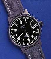 GLASHÜGLASHÜTTE ORIGINAL FLIEGERARMBANDUHR SPEZIMAT, TITAN, ORIG.-LEDERB. M. TITANSCHL., ORIG.- ETUI, GARANTIEKARTE UNAUSGEF., UNGETR. LAGER- ...