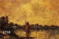 SCHüLLER, KARL, 1852 TAUS BöHMEN - 1901 WIEN, ÖL/PAPPE, SEENLANDSCHAFT MIT MüHLE UND SEGELSCHIFF, SIGNIERT, 18,5 X 24,5 CM