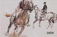 DILL,DILL, OTTO, PROF., 1884 - 1957 NEUSTADT-BAD DÜRKHEIM, FEDERZEICHNUNG, ZWEI REITER ZU PFERD, AQUARELLIERT, SIGNIERT, 11,5 X 16,5 CM, PP. ...