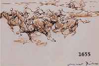 DILLDILL, OTTO, PROF., 1884 - 1957 NEUSTADT-BAD DÜRKHEIM, FEDER- ZEICHNUNG, PFERDERENNEN, SIGNIERT, 11 X 16 CM PP. UNTER GLAS, RAHMEN