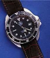 HEUER/TAHEUER/TAG TAUCHERHERRENARMBANDUHR AUTOMATIK, EDELST., BODEN U. KRONE GESCHR., BEI FERTIG- ST. WASSERD. BIS 200 M, NEUTR. LEDERB., ORIG.- ...