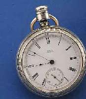 WALTHAM HERRENTASCHENUHR, SCHWERES SILBER- GEH., USA UM 1883, WERK M. PAßRING AUSSCHWENK- B., AUFZUGWELLE 2-TEIL., LÜNETTE GESCHR., ...