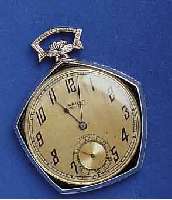 GRUEN HEGRUEN HERRENTASCHENUHR VERY THIN PRECISION, SCHWEIZ/USA UM 1927, STARKE WG 585/000-AUFL., BODEN U. LÜNETTE AUßEN SCHW. EMAILL., VERS. ...