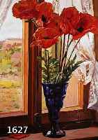 FRAFRANK, PHILIPP., 1. HÄLFTE 20. JH., ÖL/LWD. MOHNBLUMEN AUF DER FENSTERBANK, SIGNIERT, 40 X 63 CM, R.