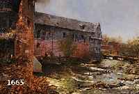 SCHöBEL, GEORG, PROF., 1860 - 1941, FRANZ. FLUßLANDSCHAFT MIT FABRIKRUINE, FEINE UND DETAILREICHE MALEREI, SIGNIERT 36 X 55,5 ...