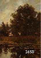 UNBEKANNTER IMPRESSIONIST, UM 1900, SEELANDSCHAFT MIT BAUM, ÖL/LWD, UNSIGNIERT 52 X 37 CM, RAHMEN