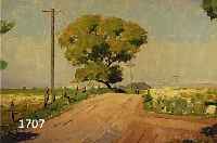 SCHWESCHWENN, CARL JOSEPH, GEB. 1888 IN AARHUS, STUDIERTE AN DER AKADEMIE VON GUSTAV VERMEHREN, HIER: STRASSENSZENE IN WEITER LANDSCHAFT, ...