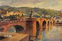 WERNEWERNER, CLAUS, ALTE BRÜCKE MIT PROSPEKT VON HEIDELBERG U. A. HEIDELBERGER SCHLOSS UND ALTSTADT, RE. UNTEN SIGNIERT U. DAT. 1933, 72 X 40 ...