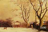 UNBEKANNTER KüNSTLER DES 19. JH., WINTER- LANDSCHAFT, ÖL/LWD., UNSIGNIERT, 26 X 28 CM, R.