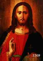 IKOIKONE, RUSSLAND, UM 1900, CHRISTUS PANTOKRATOR, ALTERS- UND GEBRAUCHS- SPUREN, M. 30 X 22 CM