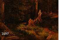 SPÄTROMANTIKER DEUTSCH, UM 1890/ 1900, ÖL/ LEINWAND, SPÄTROMANTIKER, WALDINTERIEUR UMKREIS PRELLER, 33X47 CM, R.