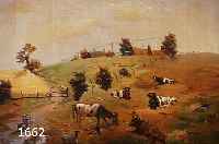 V.BV.B. ITISHALM, WOHL 1925, ÖL/ LEINWAND, DÄNISCHER MALER, WEIDENDE KÜHE VOR GEHÖFT, SIGNIERT, 65X101 CM RESTAURIERT, R.