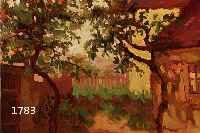 GUZGUZSIK, ÖDÖN, 1902-1954, IM GARTEN, ÖL/MALKARTON, RE. U. SIGN. (DURCH RAHMUNG VERDECKT), CA. 46 X 61 CM, R.
